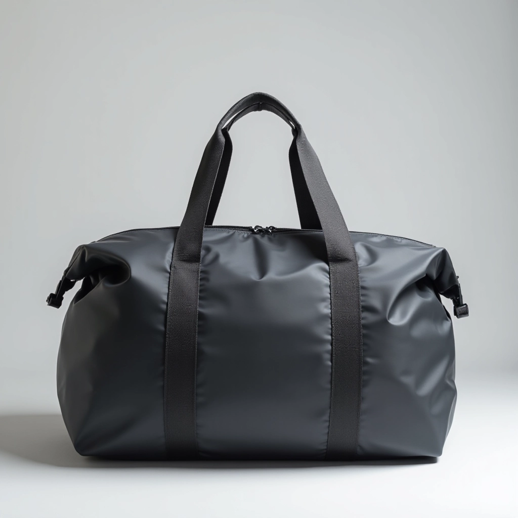 Charcoal grey convertible travel duffle bag that functions as backpack or duffle for weekend trips
